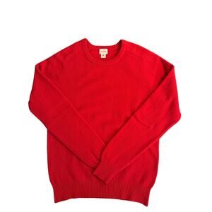Club Monaco 100% Wool Crewneck Pullover Sweater Womens M Red Raglan Ribbed Knit